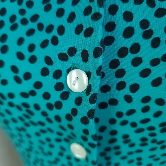 Vintage 90s South Beach Teal Black Polka Dot Cutout Back Button Front Mini Dress - Picture 4 of 15